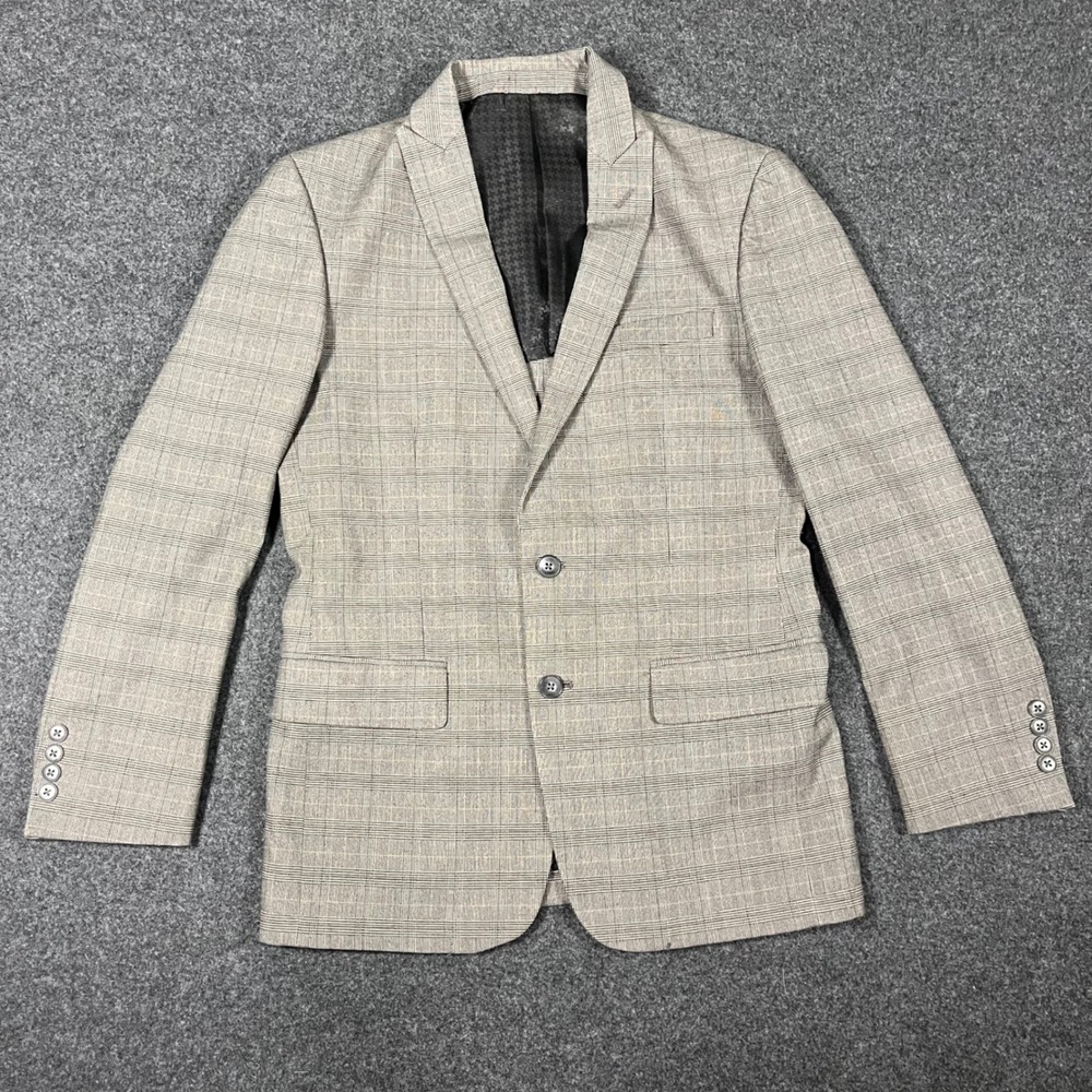John Varvatos USA Dwell‎ Blazer Mens 38R Grey Glen Plaid 2-Button Sport Coat